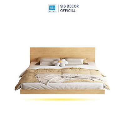 Giường Ngủ Tatami Tối Giản Hiện Đại Màu Trắng Có Đèn LED SIB Decor GN31