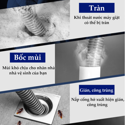 Bộ thoát nước máy giặt, thoát nước thải, nước thoát sàn nhà tắm, vệ sinh kiêm chống mùi hôi, ngăn côn trùng trào ngược – Bộ chia 3, MIHOCO 31