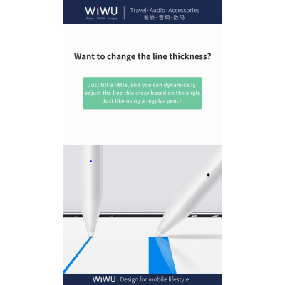 Bút cảm ứng stylus thông minh siêu mịn mượt hiệu WIWU Pencil Pro cho iPad Pro và các dòng iPad / iPad Mini từ đời 2018 trở lên hỗ trợ viết vẽ nghiêng hơn 60 độ, chống tì tay, trang bị nam châm hít vào iPad - Hàng nhập khẩu