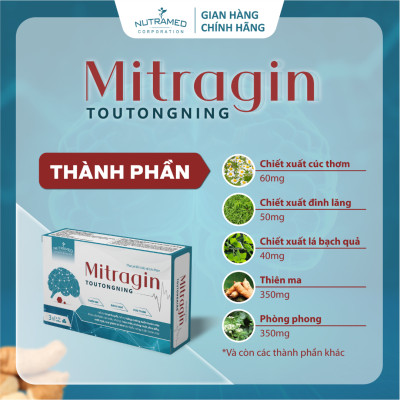 Viên uống Mitragin Toutongning hỗ trợ đau nửa đầu, thiểu năng tuần hoàn máu não (30 viên) - Nutramed