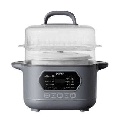 Nồi nấu chậm lòng sứ 3L Mishio MK397 kèm xửng hấp và 4 thố sứ tiện lợi không lo cháy khét hay bong tróc chống dính - Hàng chính hãng
