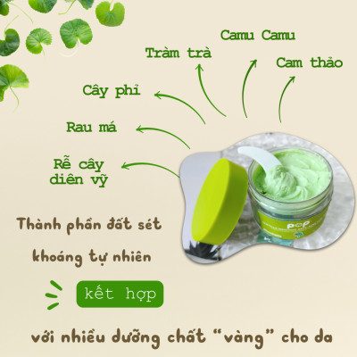 Mặt Nạ Đất Sét Rau Má Ngừa Mụn Mịn Da POP
