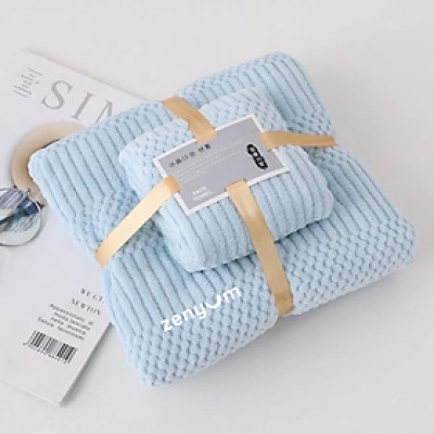 [Quà tặng không bán] Set 2 khăn tắm + khăn mặt lông cừu Zenyum