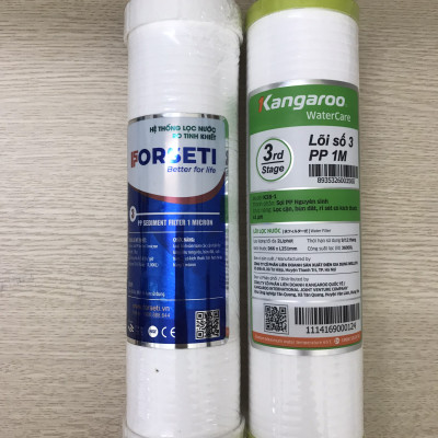 Bộ 3 lõi lọc thô Forseti lõi số 1 - 2 - 3 lọc sạch tạp chất có kích thước từ 1 micron, bảo vệ màng RO - Hàng chính hãng