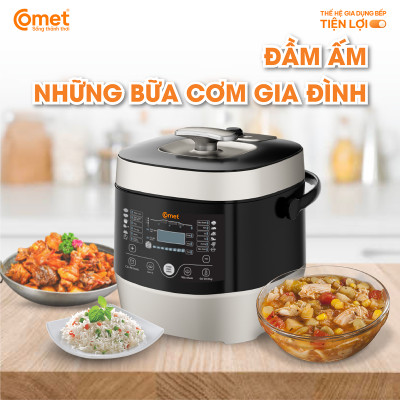Nồi áp suất điện tử đa năng 6 lít Comet CM6168 – bảng điều khiển điện tử, chống dính, tiết kiệm điện – Hàng chính hãng