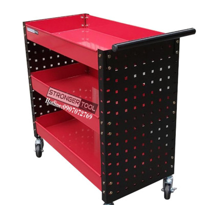 XE ĐẨY DỤNG CỤ 3 NGĂN 2 TẤM HÔNG DÙNG CHO GARARE TIỆM SỬA XE
