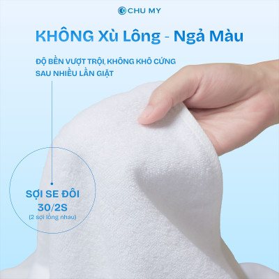 Khăn tắm khách sạn CHU MY – 100% cotton, trắng mềm mại, 70x140cm, 500g, thấm hút vượt trội