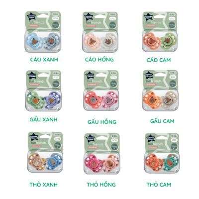 Ty Ngậm Vui Nhộn Cho Bé Tommee Tippee Fun-Friends 0-6, 6-18, 18-36 Tháng (Vỉ Đôi)