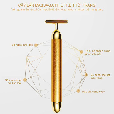 MÁY MASSAGE MẶT BEAUTY BAR 24K - Bút Mát Xa Chữ T - Cây Lăn Mặt Nâng Cơ Mát Xa Thư Giãn (Hàng Chính Hãng)