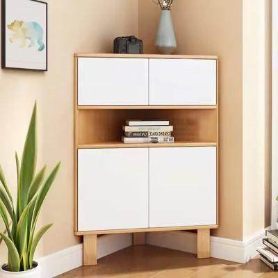 Nội thất phòng khách Tủ tam giác tiết kiệm không gian Tủ tường hiện đại đa chức năng cho gia đình Tủ gỗ lưu trữ góc