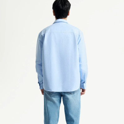 Áo sơ mi nam tay dài oxford trơn xanh nhạt form loose - RT 10F24SHL008 | ROUTINE CÀ MAU