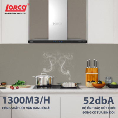 Máy hút mùi chữ T LORCA TA 6007P - Hàng Chính Hãng Nhập Khẩu Ba Lan Êm Ái Tiết Kiệm Điện Sức Hút Mạnh