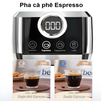 Máy pha cà phê Espresso bán tự động Espresso, Latte, Cappuccino thương hiệu Mỹ cao cấp HiBREW H13A - Hàng Nhập Khẩu