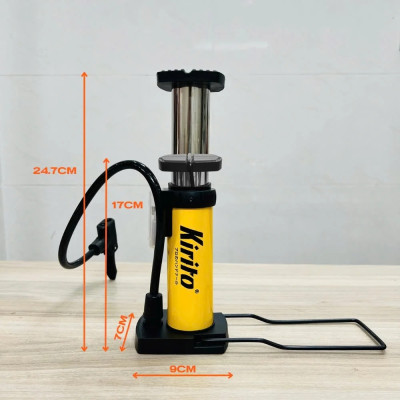 Bơm xe đạp chân bỏ cốp xe, thiết kế nhỏ gọn vừa cốp xe máy các loại, sử dụng cho xe máy, xe đạp, bóng...