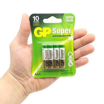 Vỉ 4 Pin Đũa GP Super Alkaline Battery AAA 1.5V - GP 24A-2U4