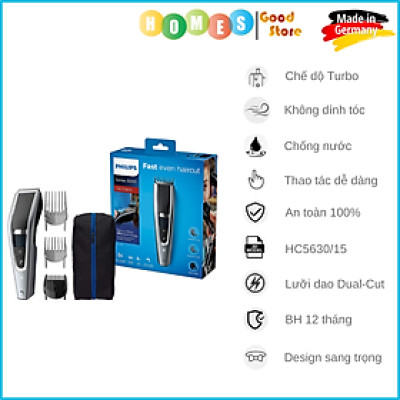 Tông Đơ Cắt Tóc PHILIPS HC5630/15 Series 500 - Nhập Khẩu Đức Lưỡi Dao Tự Mài, Lưỡi Dao Mài Đôi Cắt Nhanh Gấp 2 Lần Tông Đơ Thường - Hàng Nhập Khẩu