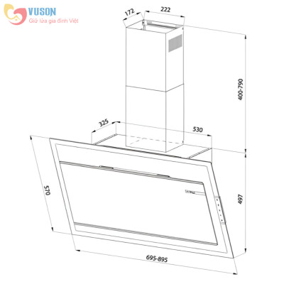 Máy Hút Mùi Eurosun 70K15E - Hàng chính hãng