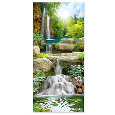 Tranh dán tường cảnh thác nước đẹp khổ dọc LV-0152