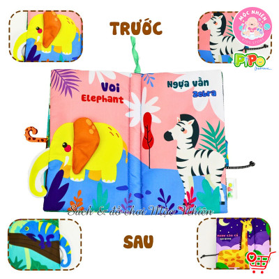 Đồ Chơi Giáo Dục Sớm Sách Vải Tương Tác Song Ngữ - Đoán Đuôi Con Vật - Pipo Vietnam