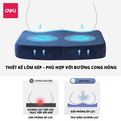 Đệm ngồi Deli nệm lót ghế cao su non siêu đàn hồi chống trĩ chống đau ê mông êm ái giúp ngồi thoải mái cả ngày tiện dụng