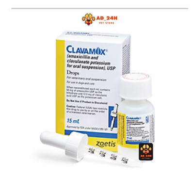 CLAVAMOX Drops Siro khánh sinh kháng viêm hỗ trợ nhiễm trùng da, tiết niệu, bàng quang cho Chó Mèo - 15ml