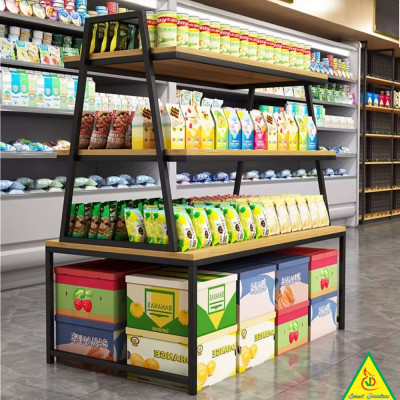 Kệ gỗ trưng bày rau củ quả, kệ trưng bày sản phẩm, hàng hóa KST420A - NỘI THẤT LẮP RÁP VIENDONGADV