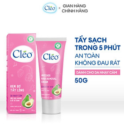 Kem Tẩy Lông Chiết Xuất Bơ Cleo Dành Cho Da Nhạy Cảm 50g, an toàn, không đau và đạt hiệu quả nhanh chóng