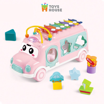 Đồ chơi ô tô thả hình khối kết hợp đàn gõ Xylophone giáo dục sớm cho bé Toyshouse HE8036
