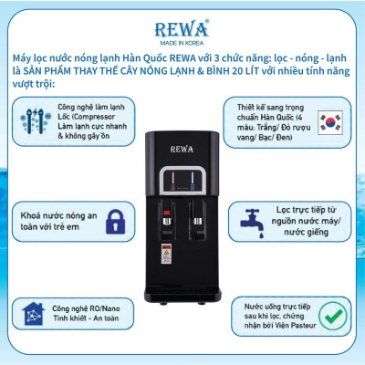 Máy Lọc Nước Nóng Lạnh Hàn Quốc REWA - Thiết kế để bàn - RW-NA-218 (NEW) - Hàng Chính Hãng