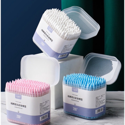 Dụng cụ trang điểm làm đẹp - Set hộp 200c  tăm bông ngoáy tai lớn cao cấp với 2 đầu tăm thiết kế hình dáng khác nhau làm sạch sâu bên trong , an toàn và tiện lợi 