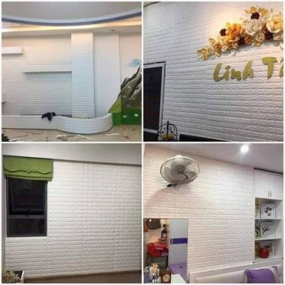 Bộ 15 Tấm Xốp Dán Tường 3D Giả Gạch Màu Trắng 70cmx77cm