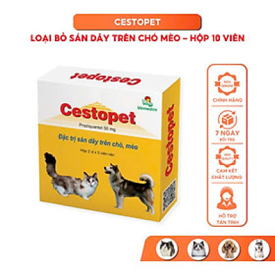 Vemedim Cestopet Viên uống Ngăn Ngừa và Loại bỏ Sán cho Chó Mèo - Hộp 10 viên