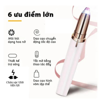 Bút Tỉa Lông Mày Sạc Tích Điện Cao Cấp, Máy tỉa Cạo Lông Mày lông mũi, Tiện Dụng Cho Nữ