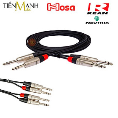 Dây Cáp Loa Kiểm Âm Hosa Pro Rean by Neutrik 2 Đầu 6ly Stereo TRS Dài 1.5m, 3m HSS-005X2, HSS-010X2 Cable 1/4 in Hàng Chính Hãng