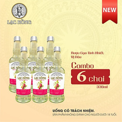 [COMBO 6 CHAI] Rượu Gạo Lạc Hồng Vị Dâu Tây thơm ngon dễ uống được chưng cất từ gạo lên men 330ml