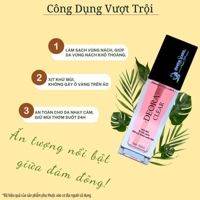 COMBO 10 Lọ Xịt Khử Mùi DEORA CLEAR Quyên Lara 50ml, Khử Mùi Hôi Nách, Ngăn Tiết Mồ Hôi
