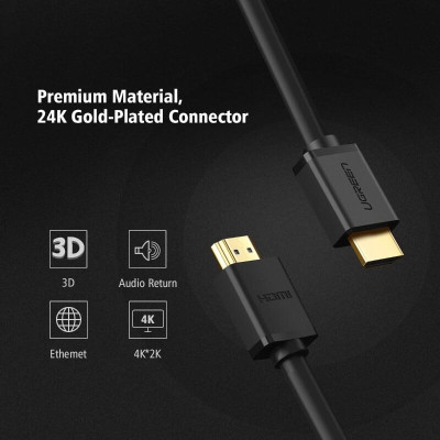 Ugreen UG10107HD104TK 2M màu Đen Cáp tín hiệu HDMI chuẩn 1.4 hỗ trợ phân giải 4K * 2K 60hz - HÀNG CHÍNH HÃNG