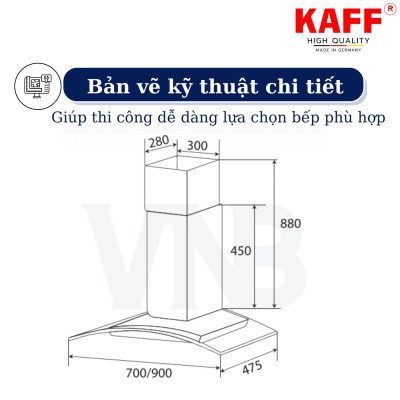 Máy hút mùi kính cong 900mm KAFF KF-GB985N - Hàng Chính Hãng