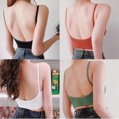 _Aó 2 dây thun gân_Áo ngực Bra 2 dây khoét lưng có đệm