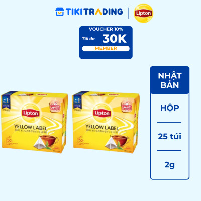 Combo 2 Lipton Trà Đen Nhãn Vàng Nhật Bản (50túi/2g)