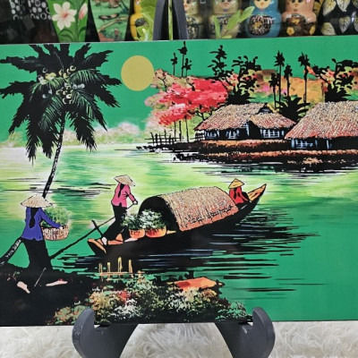Tranh sơn mài - ĐỒNG QUÊ VIỆT NAM -Hàng xuất khẩu size 30x40 cm