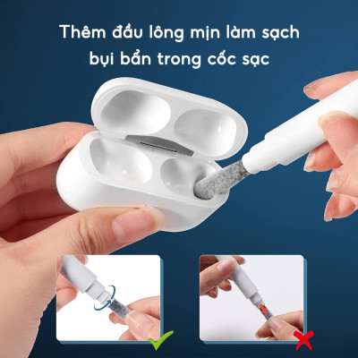 Bút Vệ Sinh Tai Nghe Bluetooth 3 Trong 1 Cao Cấp MIFAN - Làm sạch bụi bẩn trong hộp đựng, loa, cổng sạc, điện thoại - Hàng Nhập Khẩu