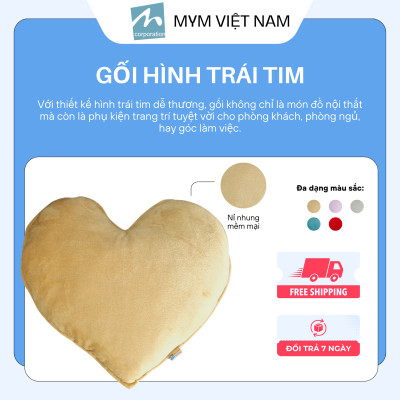 Gối Tựa Lưng - Gối Trang Trí Sofa Hình Trái Tim Chất Vải Nỉ Nhung Mềm Mại