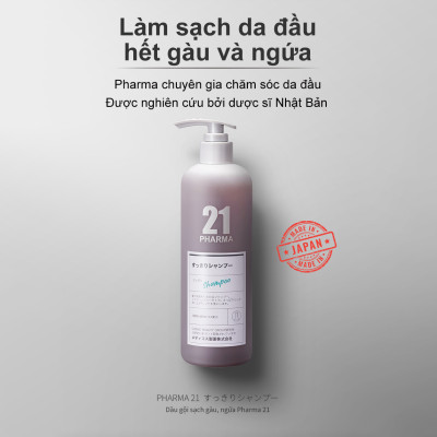 Dầu gội sạch gàu Pharma 21 Nhật Bản Dầu gội đầu chống gàu, sạch gàu & hết ngứa da đầu - Chai 600ml