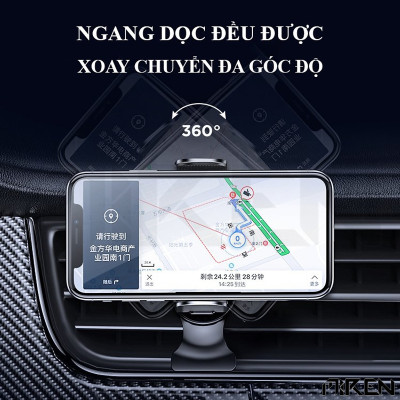 Giá Đỡ Điện Thoại Ô Tô Xe Hơi Hợp Kim Nhôm Hàng Không – Tự Động – Thông Minh - Xoay Chuyển Đa Góc Độ Màu Bạc – Mini Hàng Chính Hãng