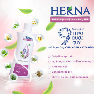 Dung dịch vệ sinh phụ nữ Herna (100ml) - Kháng khuẩn - Khử Mùi - Sạch Sâu - Dịu Nhẹ