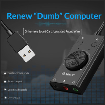 Bộ Chuyển Đổi Card Âm Thanh USB 2.0 ORICO-SC2-BK-BP  Sang Mic + Loa - Hàng chính hãng