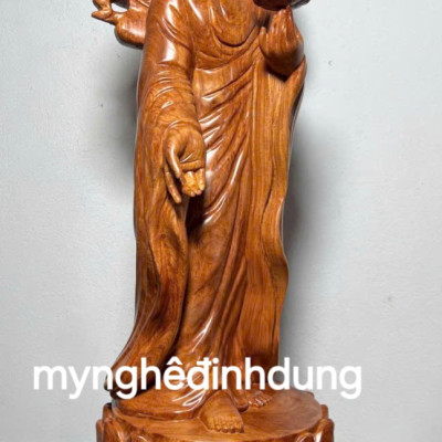 Tượng phật liên hoa bằng gỗ hương đá cao 60x20cm