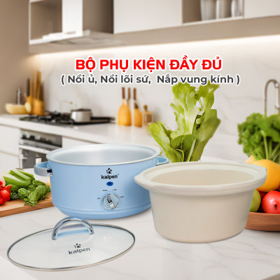 Nồi nấu chậm 3.5L Kalpen SK1 công nghệ Đức - Tần gà, nấu cháo, chưng yến, bảo hành 2 năm - Hàng chính hãng