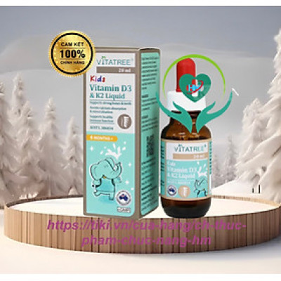 VITATREE Kids Vitamin D3 & K2 Liquid - Lọ 20ml, nhập khẩu Úc
